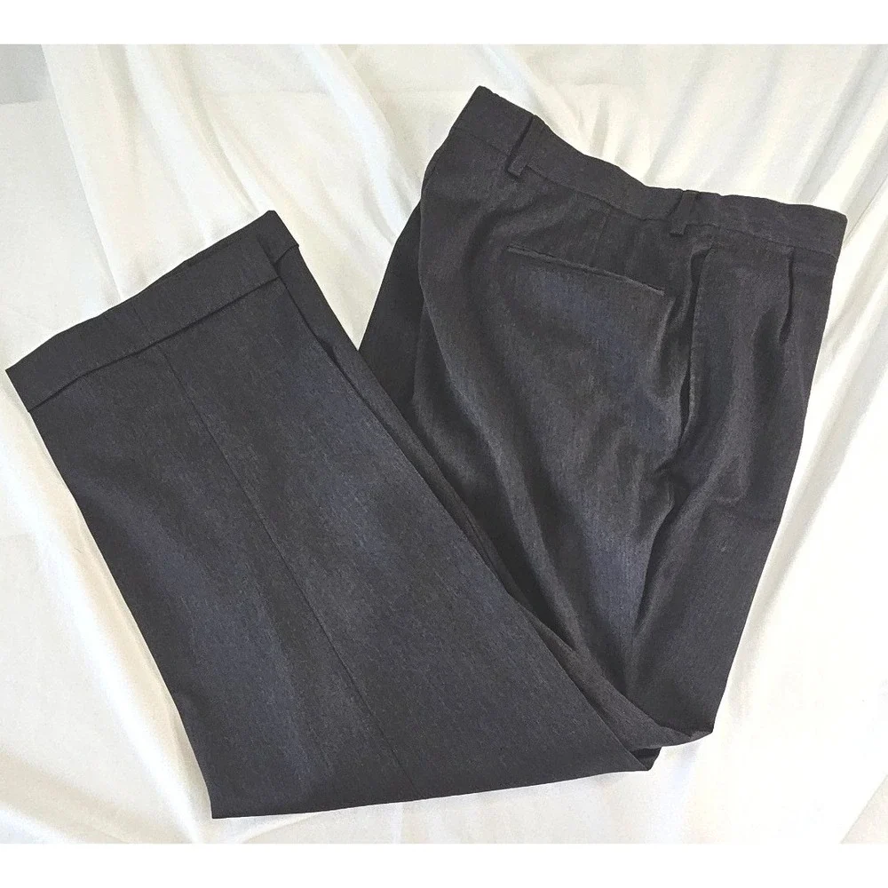 Jos. A. Bank Signature Collection Charcoal Gray Pleated Cuffed Dress Pants 34x28
